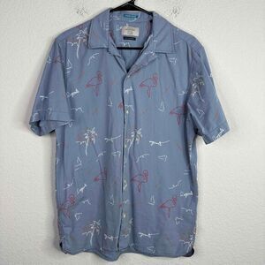 Jack And Jones Shirt Mens M Blue Jormiami Resort Short Sleeve Camp Vacation